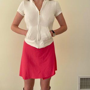 White Y2K 2000s Short Sleeve Juicy couture zip up with puff sleeves and J zipper